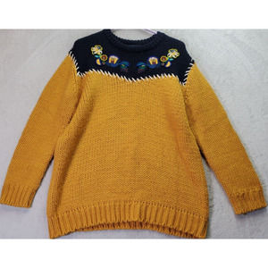 Zara Sweater Womens Medium Multicolor Knit Heavy Long Sleeve‎ Crew Neck Pullover